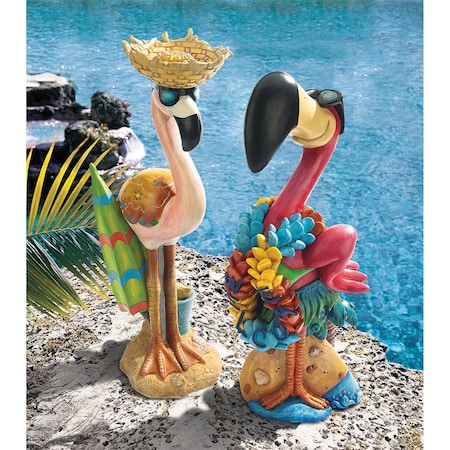 Design Toscano Pink Flamingo Garden Statues: Luau Larry & Flamingo Frank HF9616576